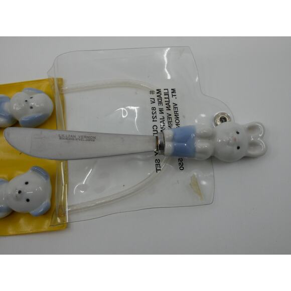 VTG Lillian Vernon Child's Ceramic/Stainless Steel Flatware Set 3 pc animals - Picture 4 of 6